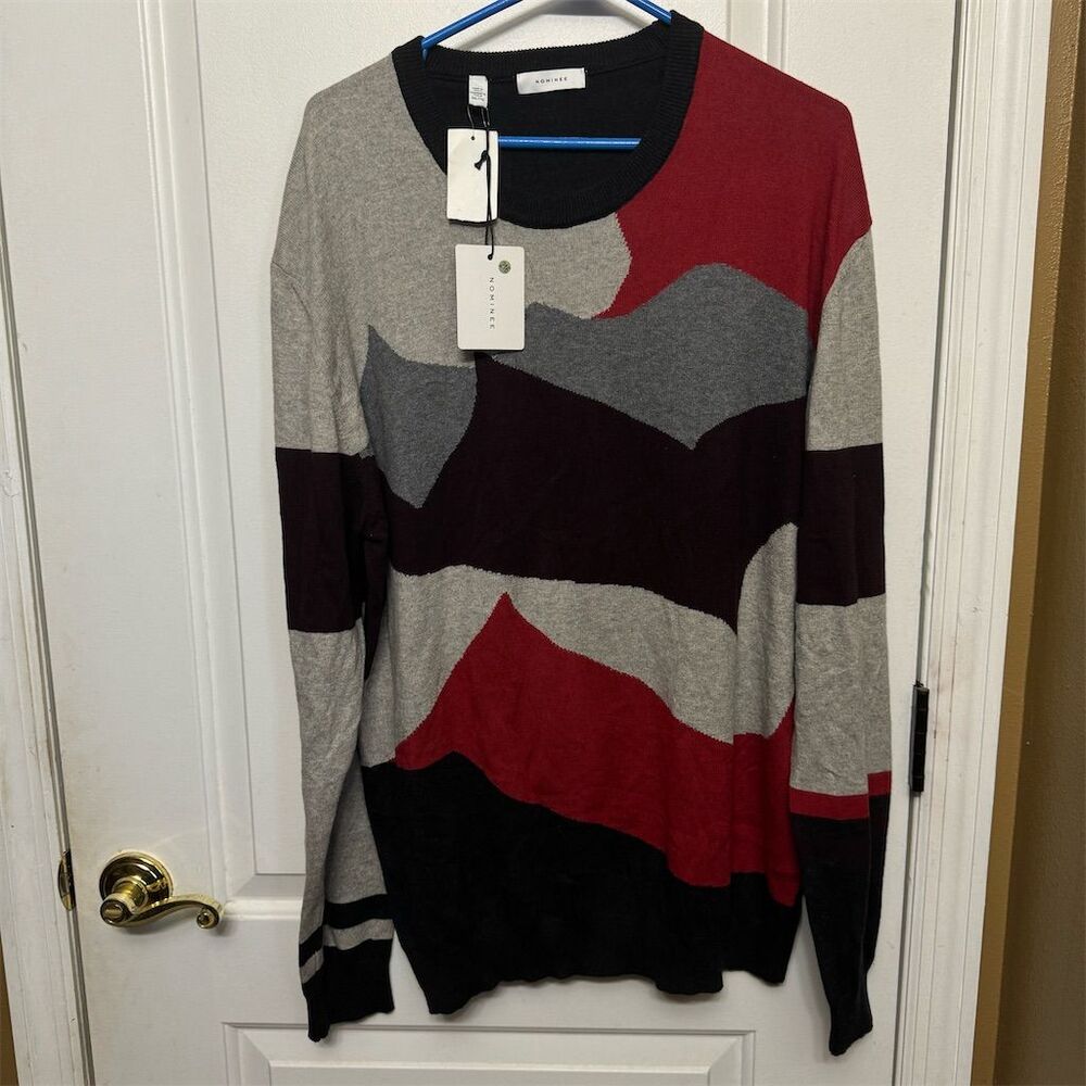 Nominee Vintage Geometric Color Block Sweater 2XL Unisex Pullover